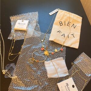 Madewell Gold and Orange Necklace Set